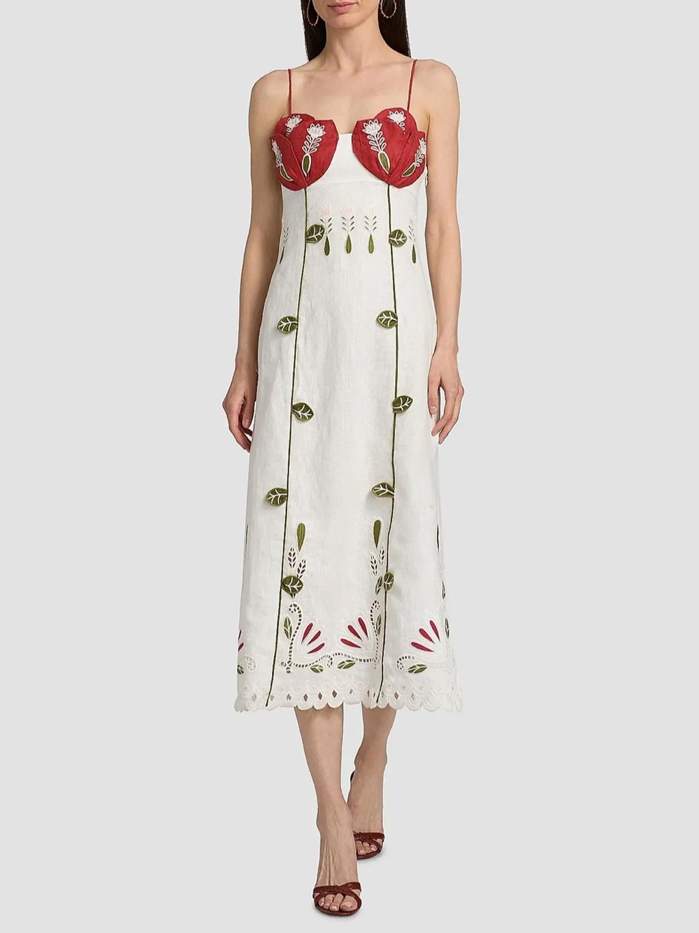 FARM Rio ❤️ Vicky Montanari Off White Tulip Richelieu Embroidered midi dress S - Picture 10 of 11
